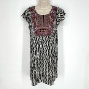 Collective Concepts NWT Flutter Sleeve Embroidered Dress SZ XS Black White Multi